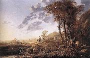 Aelbert Cuyp Evening Landscape with Horsemen and Shepherds oil on canvas